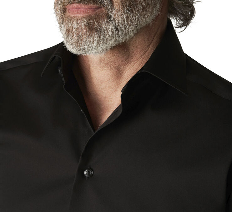 ETON Black Signature Twill Shirt - Slim Fit Sort