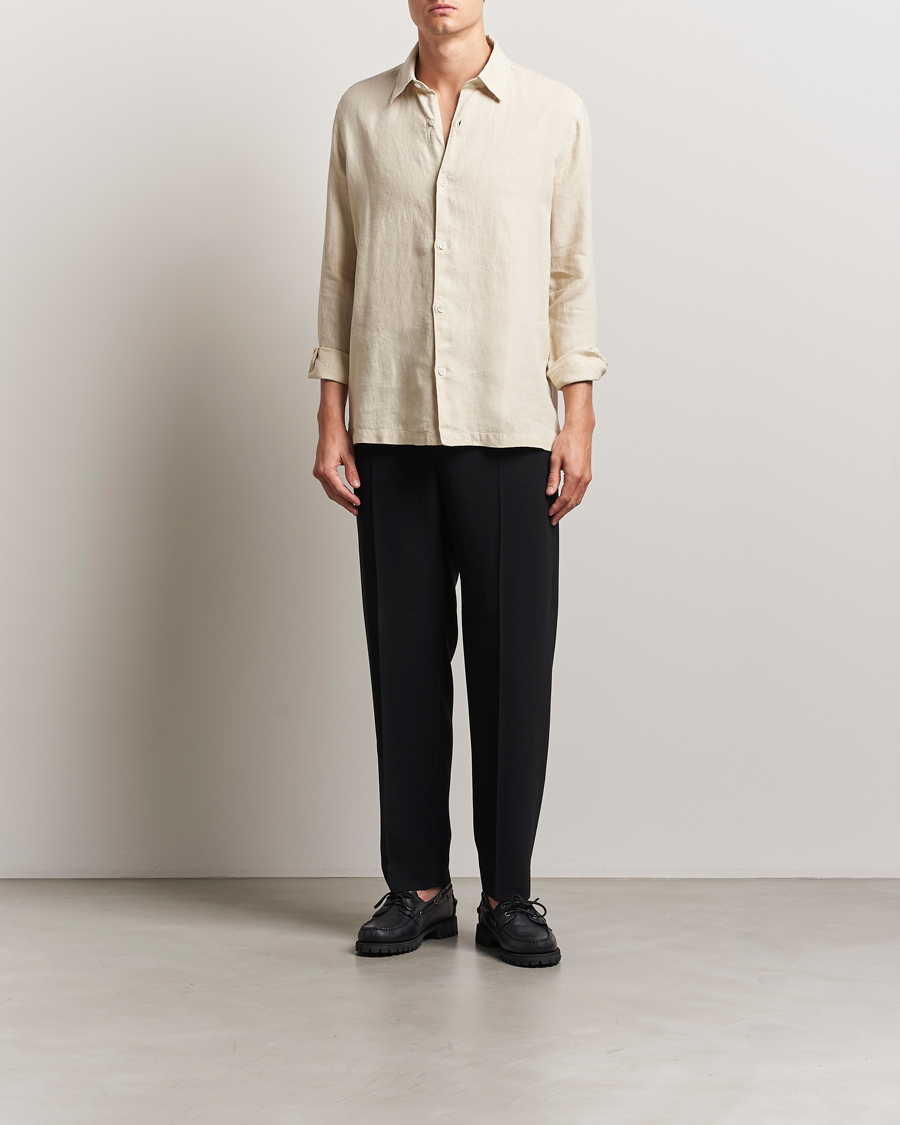 A Day's March Clean Cut Linen Shirt Oyster