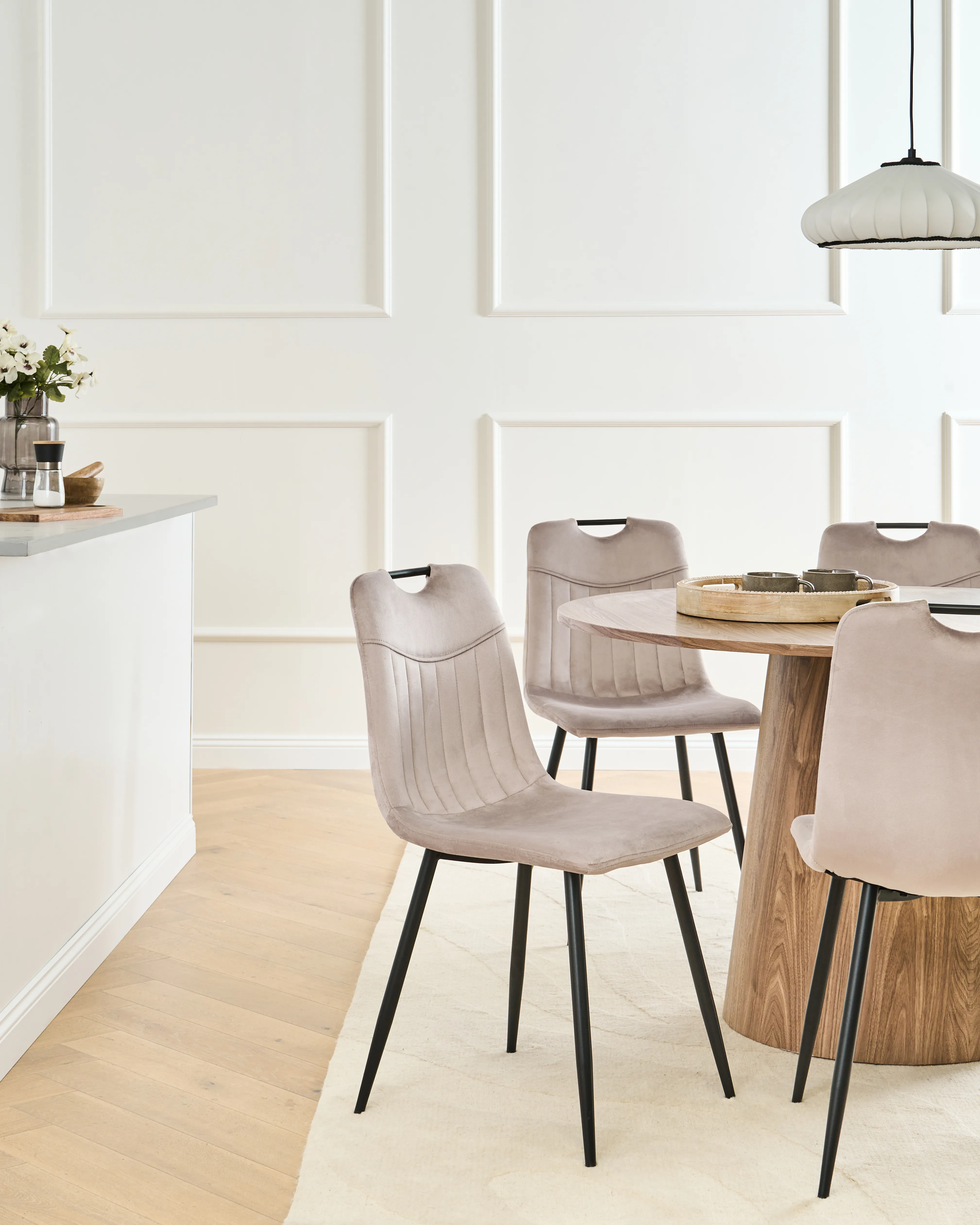 Set van 4 eetkamerstoelen ARGYLE Fluweel Taupe
