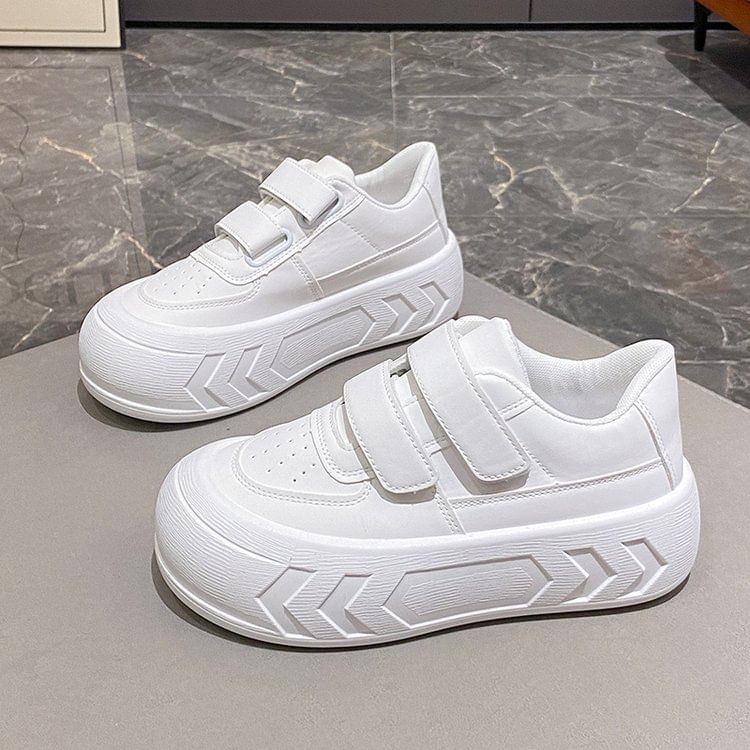 Asterisk - Platform Adhesive Strap Plain Kunstleren Sneakers