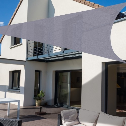 Vela de sombreamento triangular para jardim, cinza