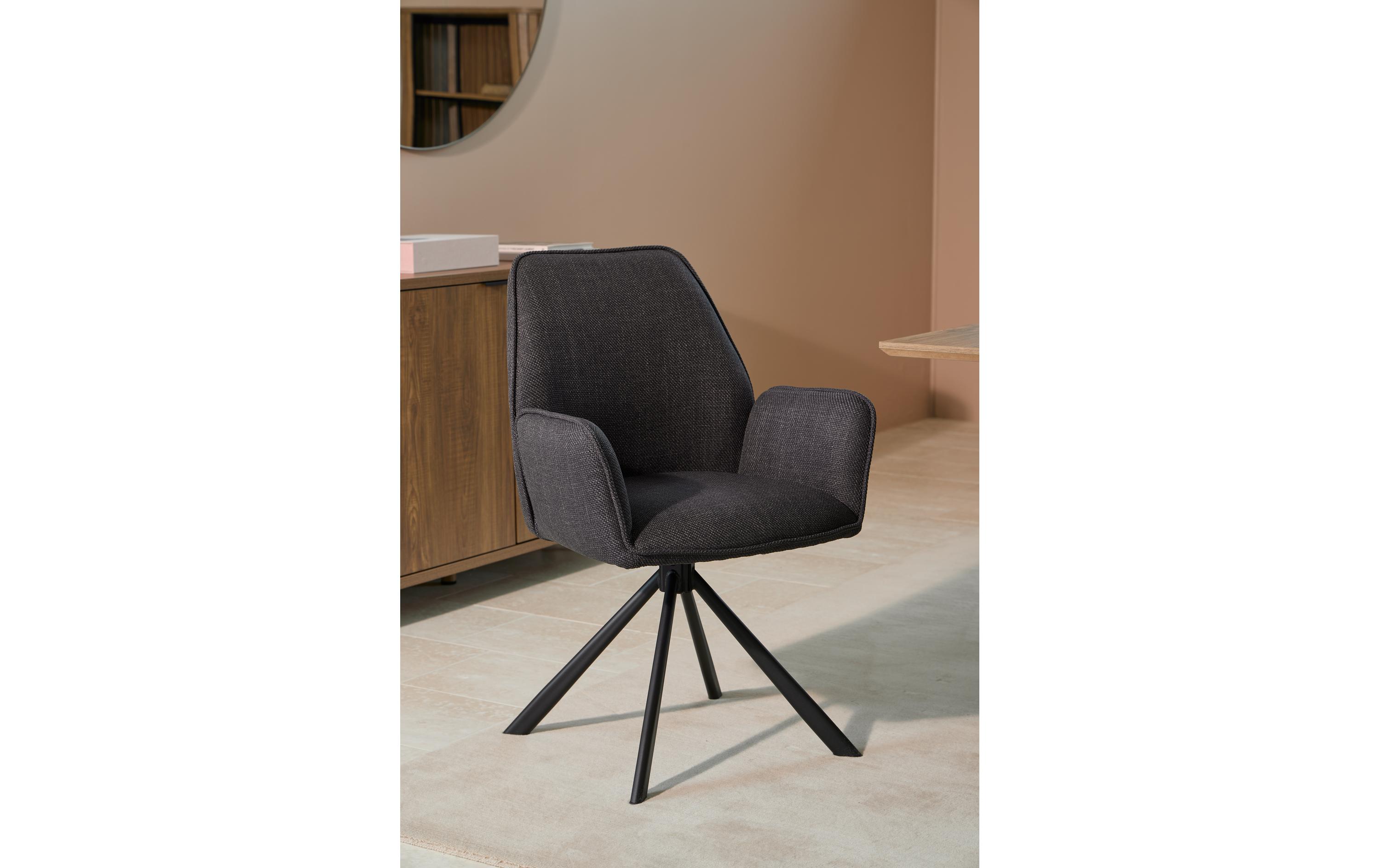 Stuhl Glenda, 2 Stück, Anthrazit<br>Moderne Esszimmerstühle mit Armlehnen