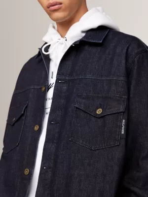 Jaqueta jeans com bolso envelope