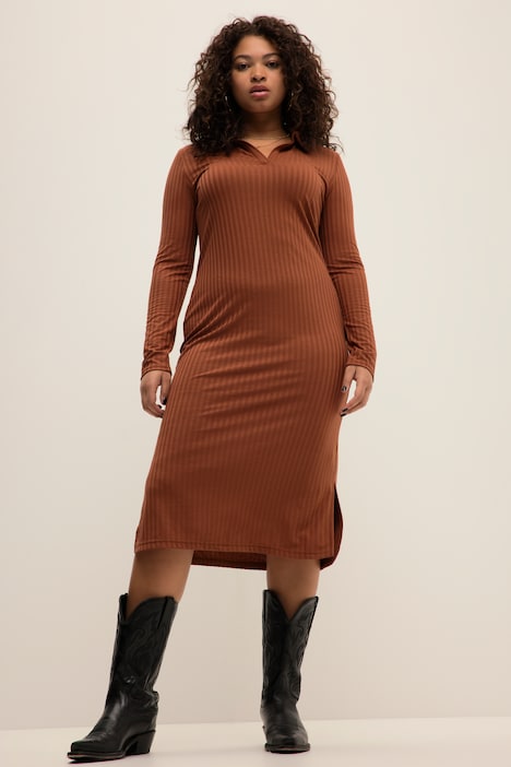 Jersey-Midikleid, Slim Shape, Langarm
