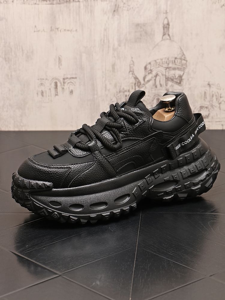Mr Ozera - Platform Plain Lace Up Sneakers