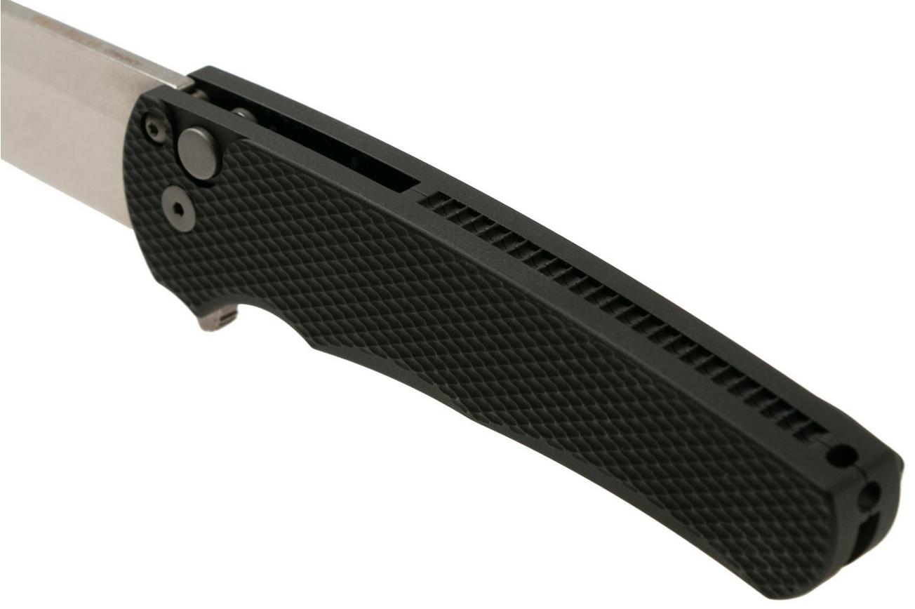 Pro-Tech Malibu 5205 Stonewashed 20CV Reverse Tanto, Black Textured Aluminum zakmes
