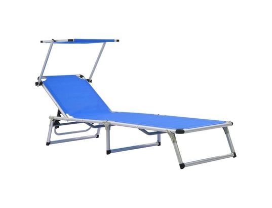 VIDAXL - Bain de soleil Chaise longue pliable avec auvent aluminium et textilène