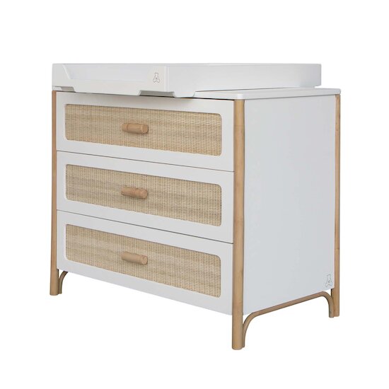 Océania commode 3 tiroirs tressage rotin   Neige        de               Théo