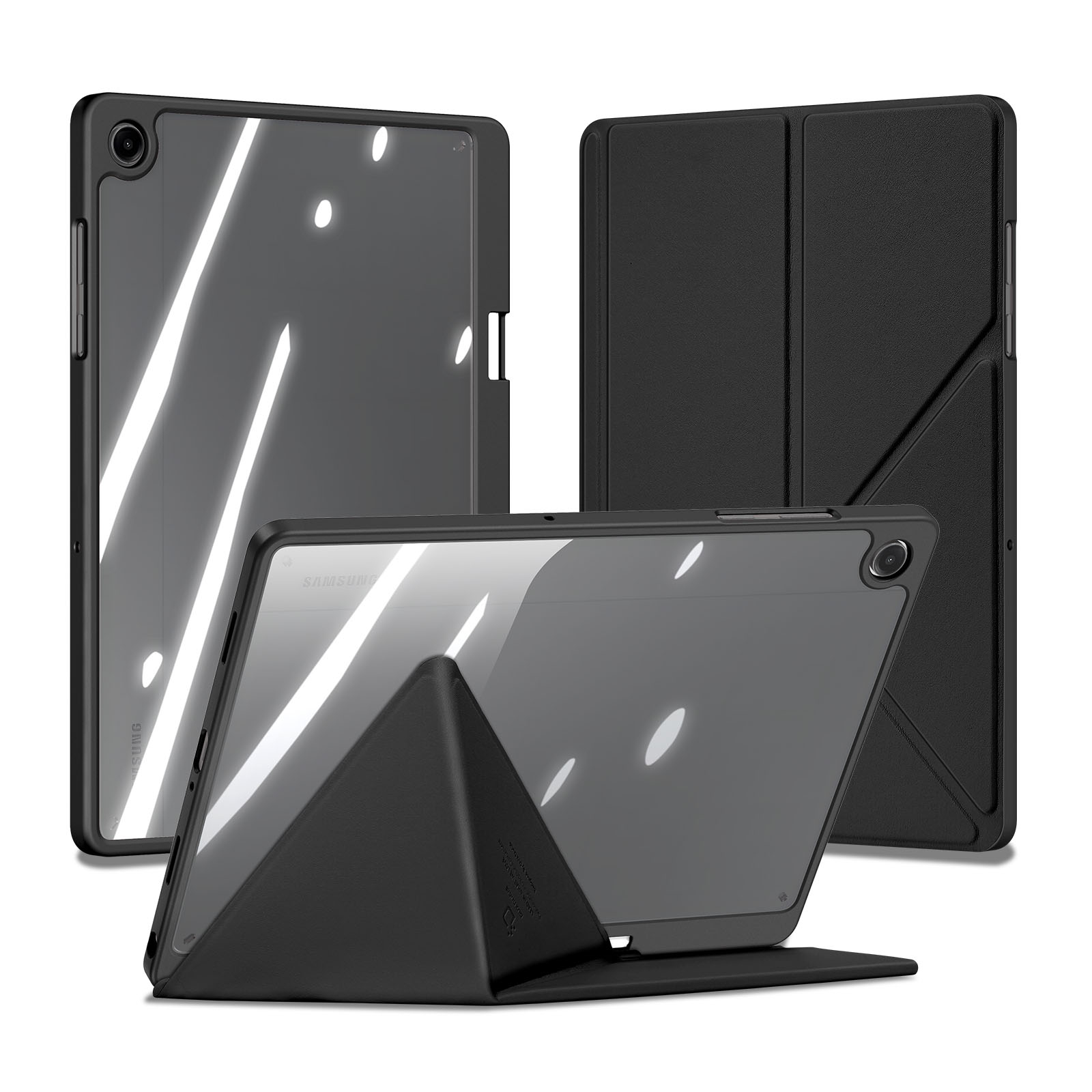 Samsung Galaxy Tab A11  Plus / A9  Plus 2in1 Abnehmbare Hybrid TPU Bumper Leder Tasche Smart Cover Schutzhülle - Schwarz