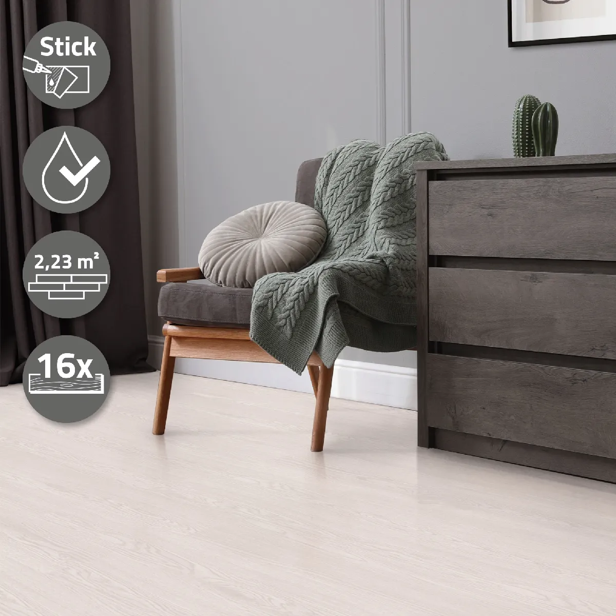 ML-Design Sol vinyle adhésif 2,23 m² - Chêne blanc