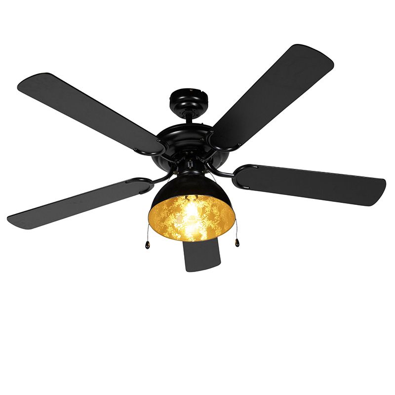 Plafondventilator zwart met beige 130cm met trekschakelaar - Mistral Magna
