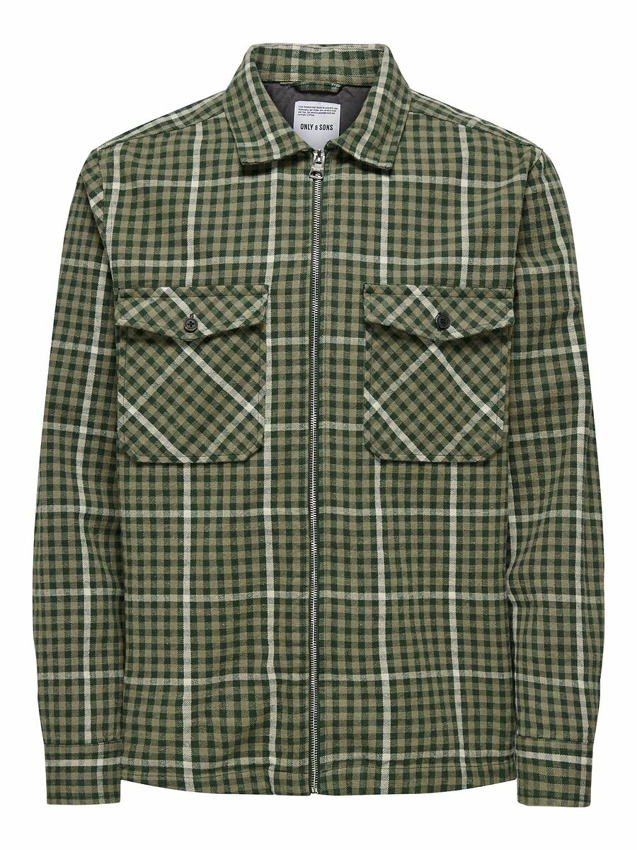 ONLY & SONS<br>Camisa xadrez com zíper