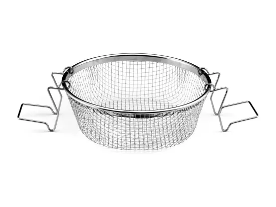 Volcan - Cocotte ronde noire 24 cm avec panier cuisson pour friture et cuisson à l'eau