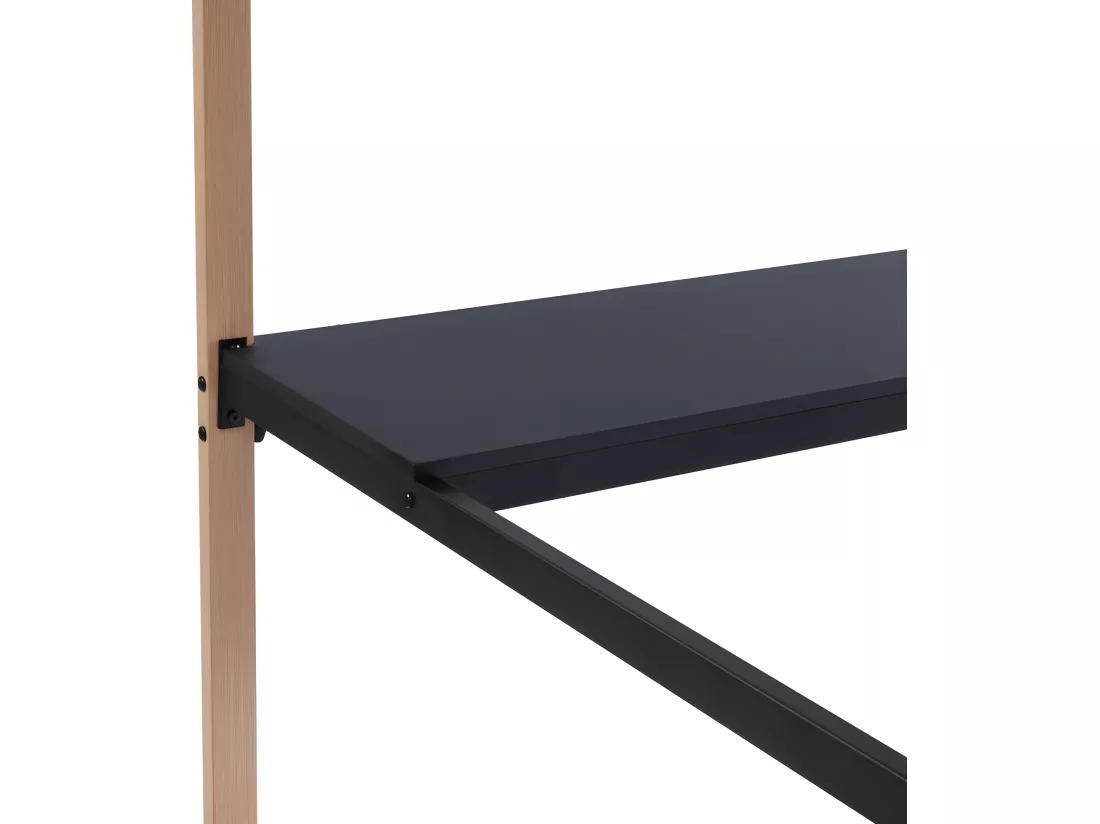 Lit mezzanine MALICIA - 90 x 190 cm - bureau intégré - Noir et chêne + matelas