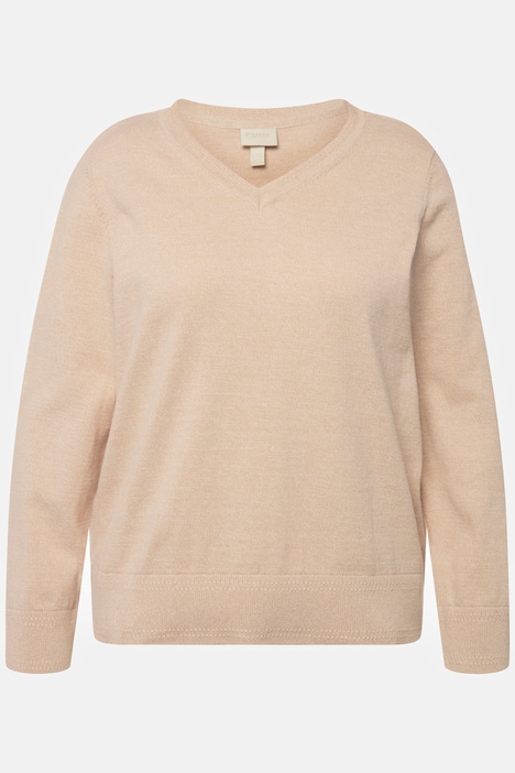Pullover, V-Ausschnitt, Langarm, Biobaumwolle