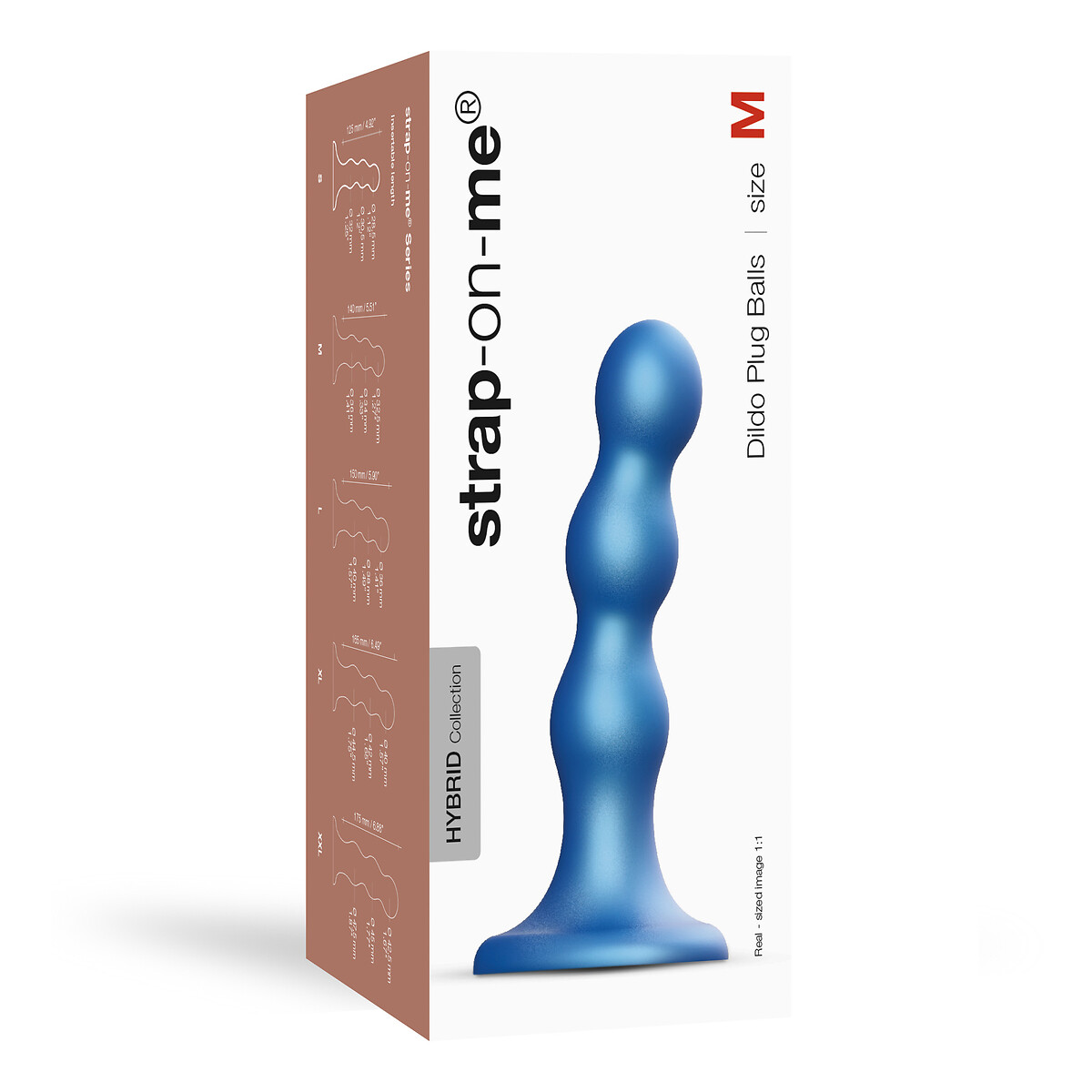 STRAP-ON-ME<br>Plug dildo com bolas metálicas tamanho M