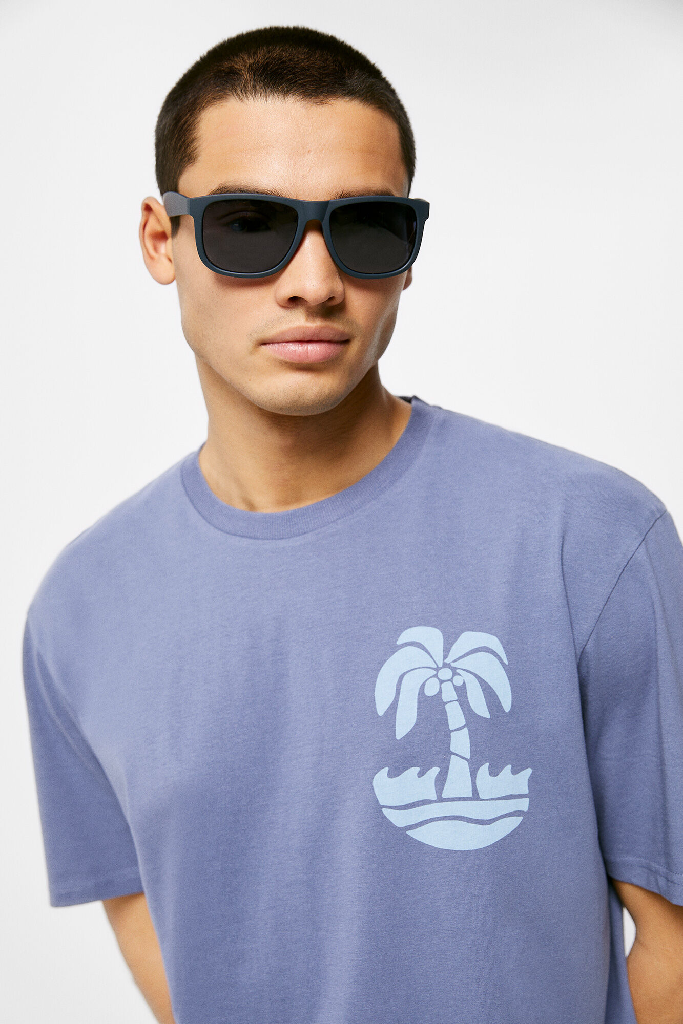 Camiseta Restore Palm Tree - azul médio
