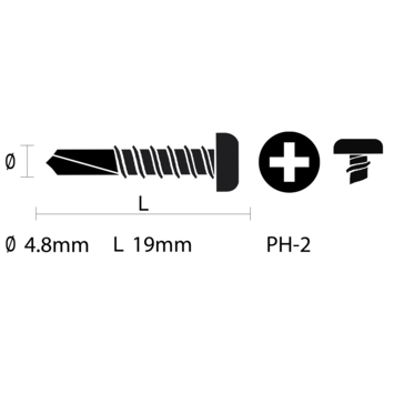 Carroserie schroef cilinderkop RVS 4,8X19 mm 20 stuks