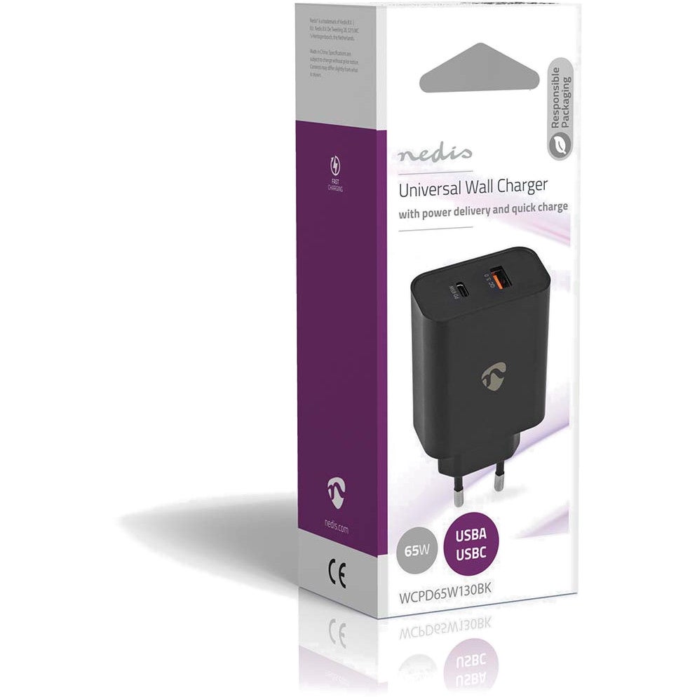 Nedis WCPD65W130BK USB Quick Charge-lader incl. USB-C Power Delivery