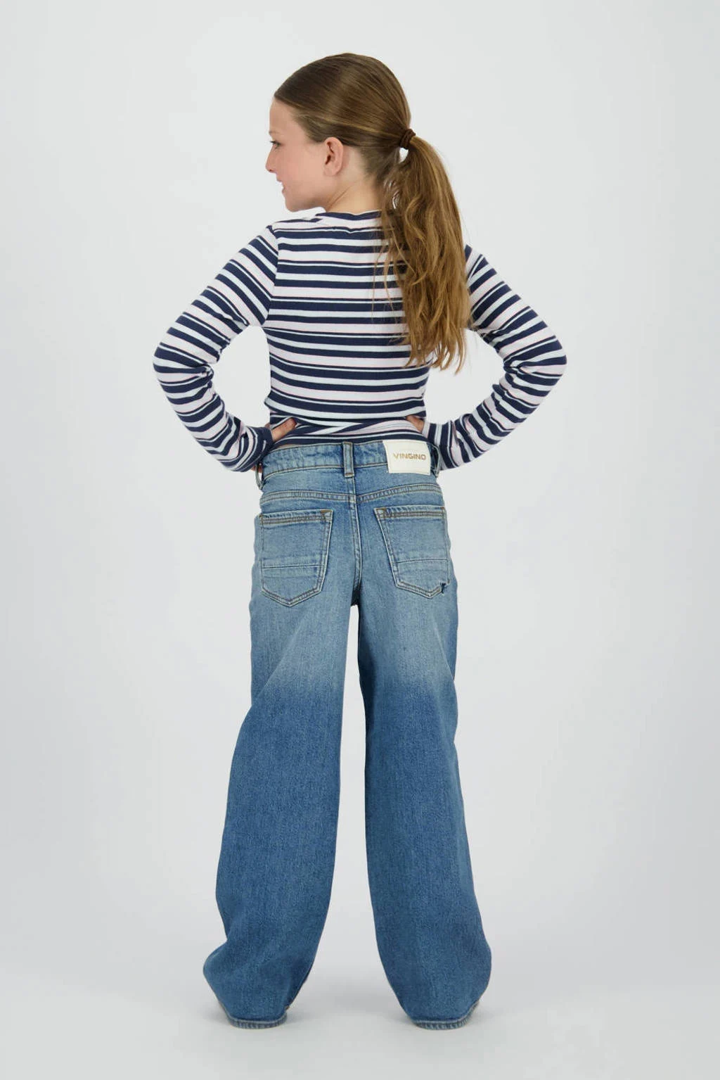 Vingino high waist wide leg jeans medium blue denim