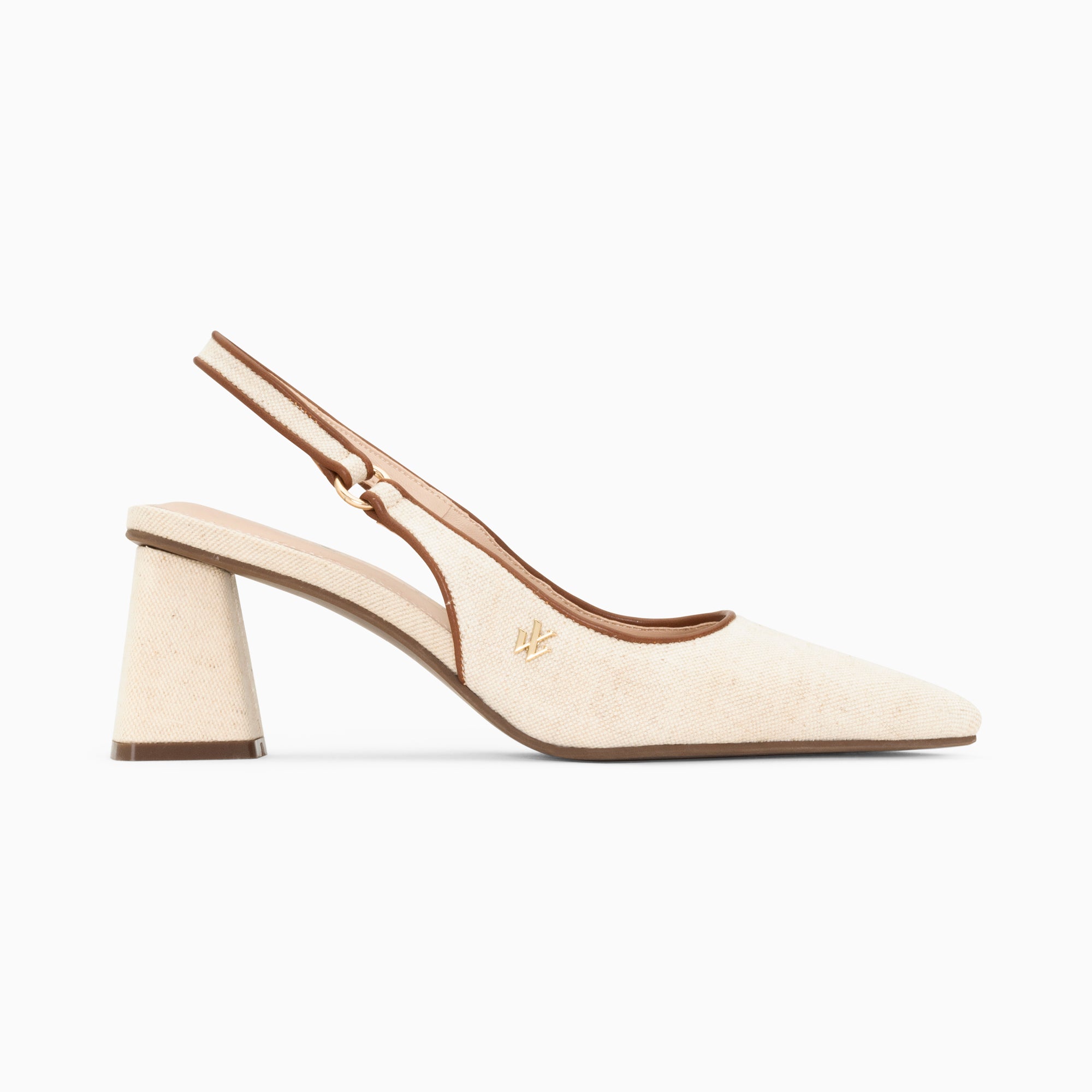 Escarpins-Escarpins slingback Lara beiges à bout pointu