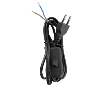 Handson Eurosnoer met Schakelaar Zwart 2 Meter