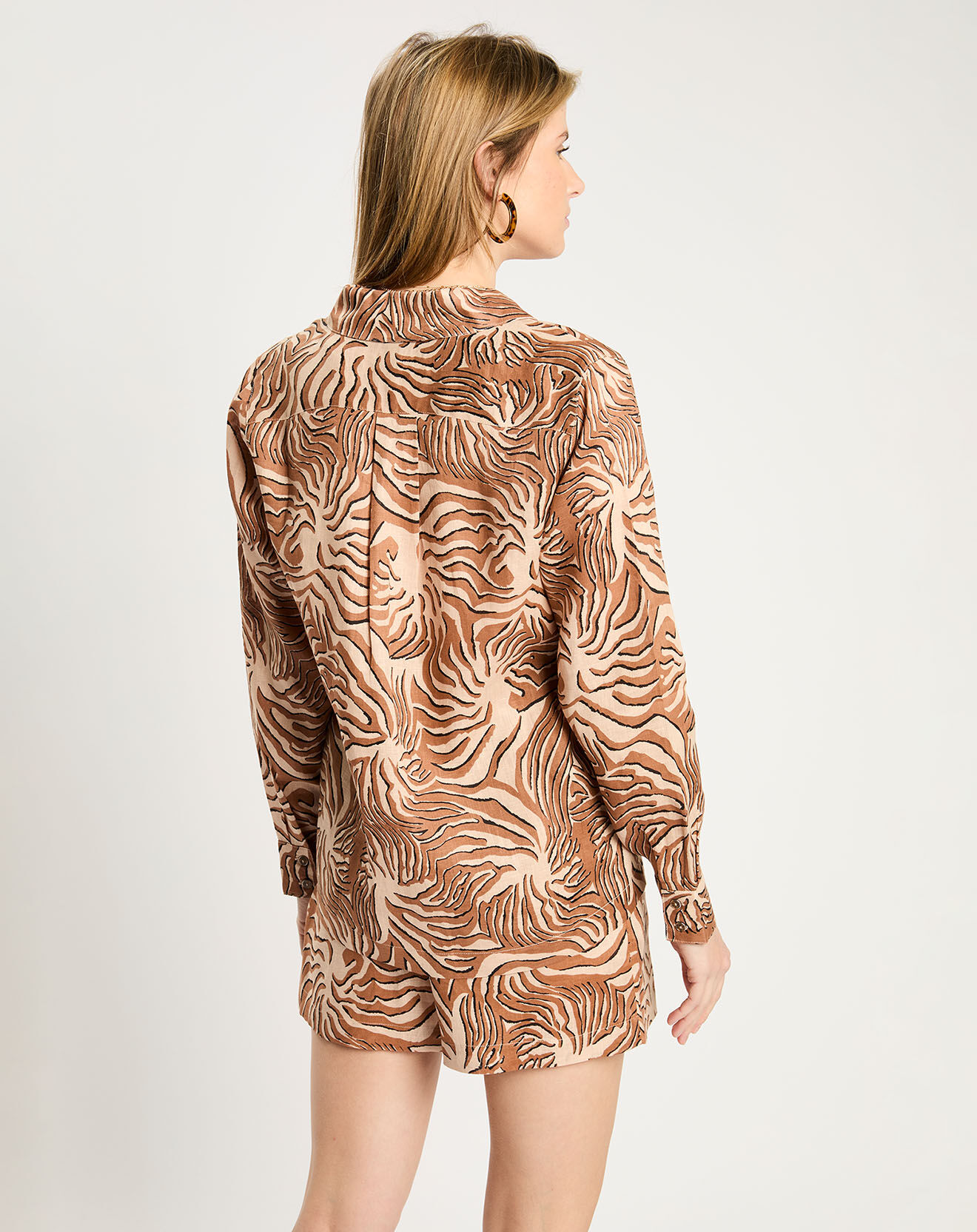 Scotch & Soda Chemise 100% Lin imprimée corail beige
