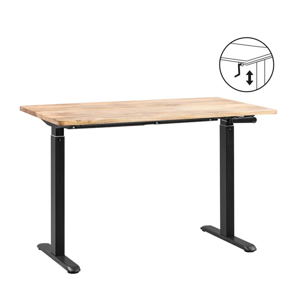 Bureau Homeworx zit/sta handmatig verstelbaar – mangohout/zwart - 75/118x120x70 cm