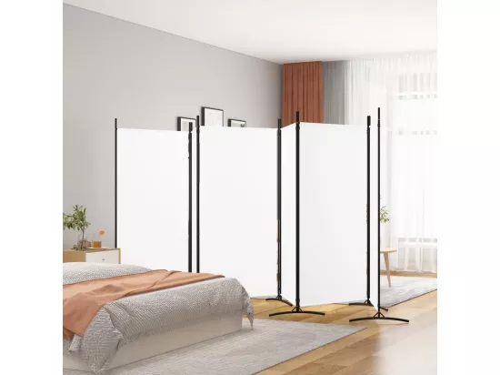 Cloison de séparation 6 panneaux Blanc 520x180 cm Tissu