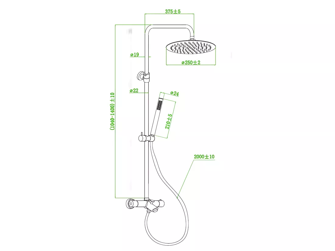 Luisa II 250 colonne bain-douche thermostatique cuivre brossé - Essebagno