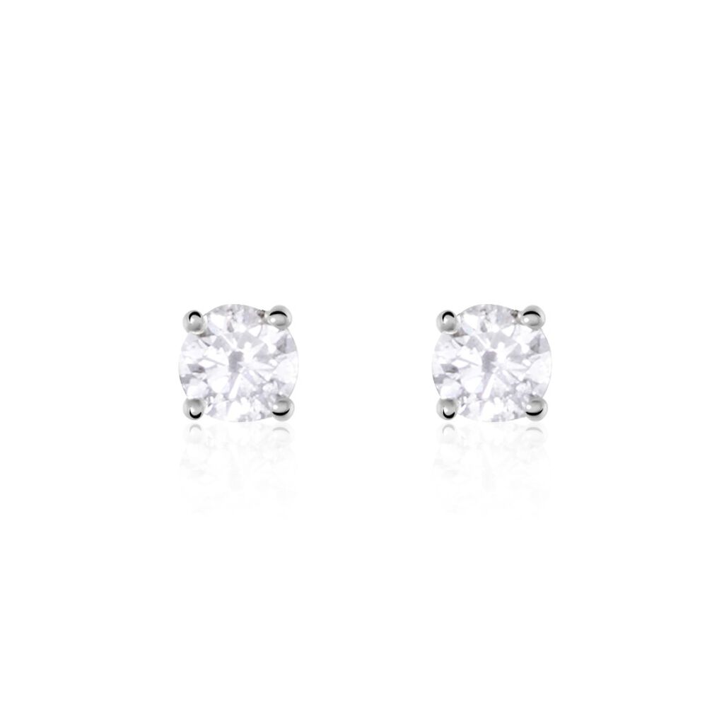 Boucles D'oreilles Puces Or Blanc Victoria Diamants