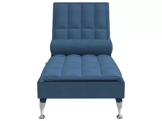 Chaise longue de massage avec traversin bleu tissu