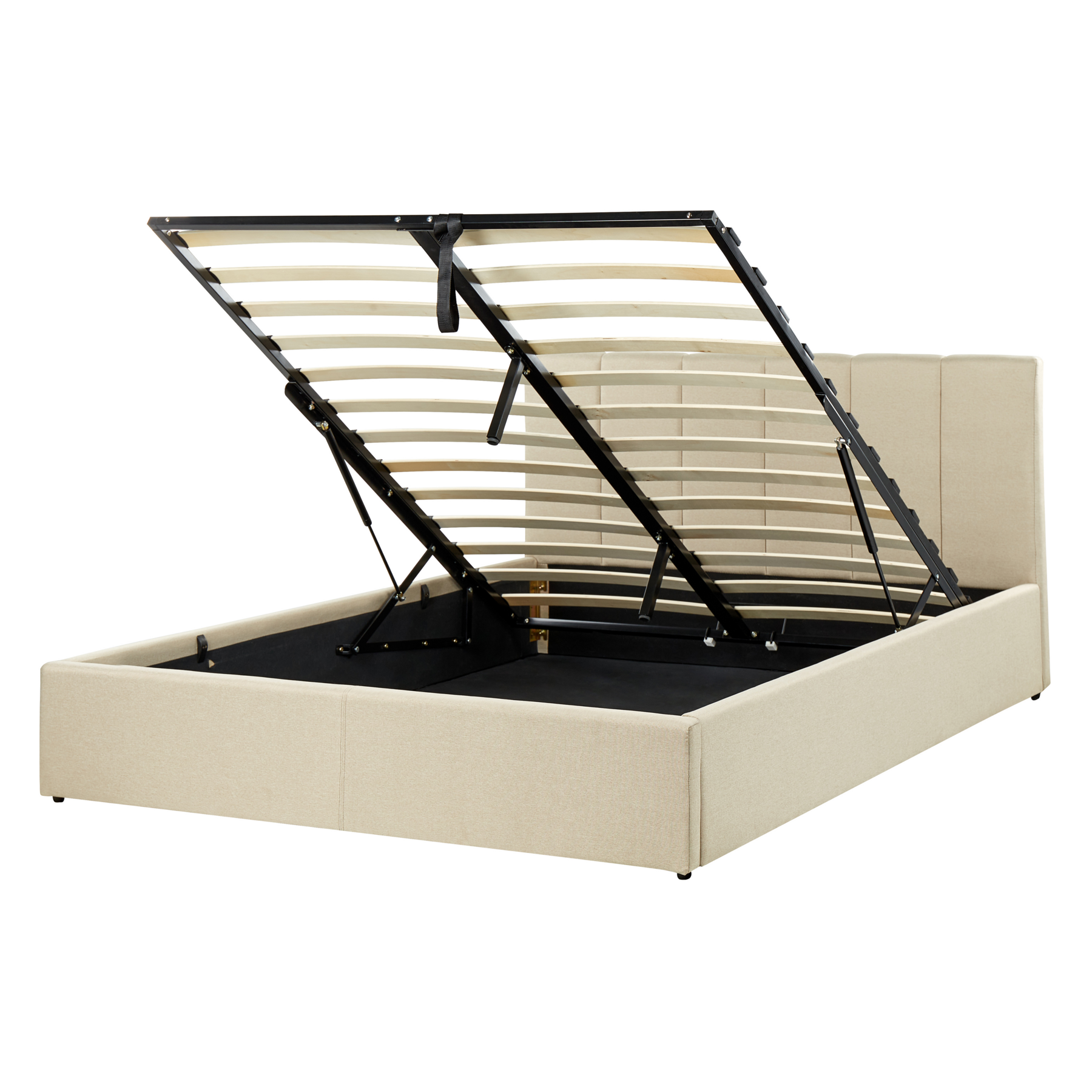 Beliani-DREUX-Bed met opbergruimte-Beige-140 x 200 cm-Polyester