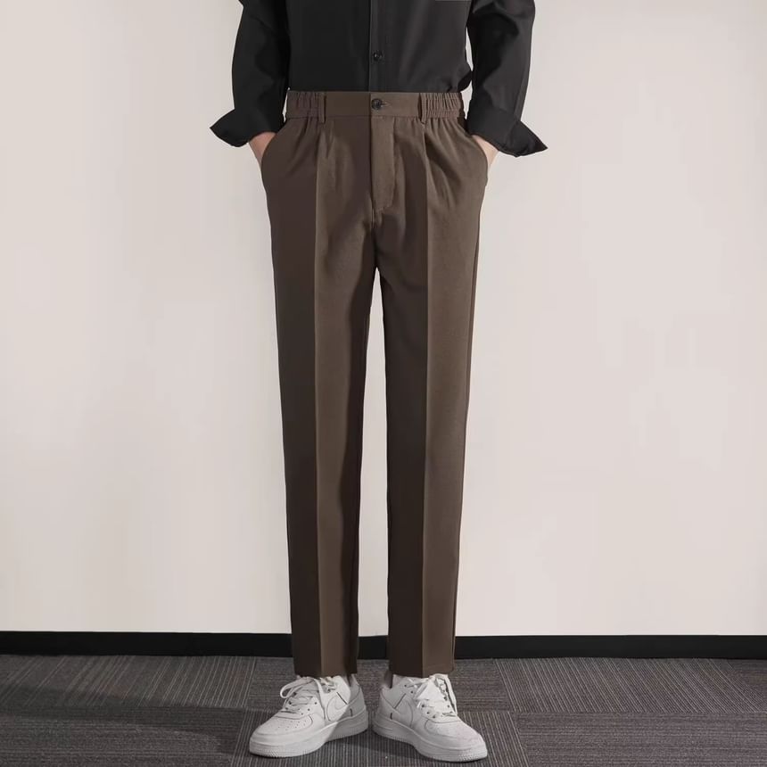 Loansk - Hoge taille effen cropped taps toelopende broek