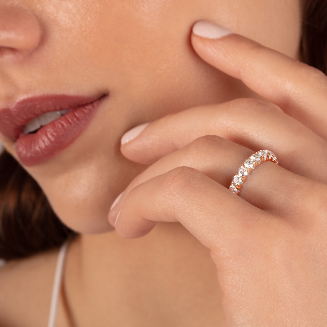 Mémoire-Ring 750/18 K Roségold mit Diamanten 2.00 ct H/si