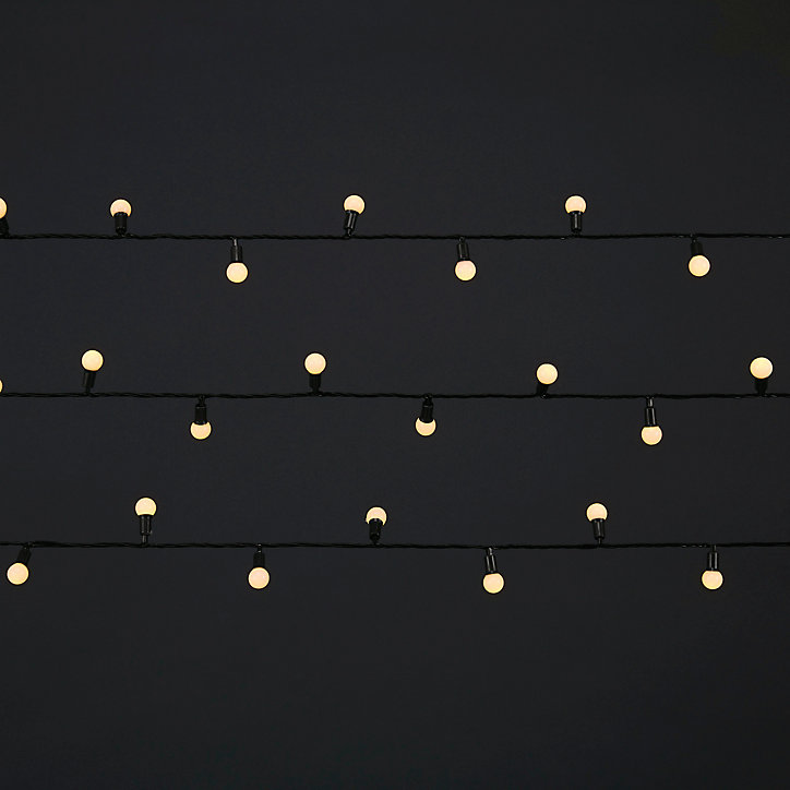 Guirlande lumineuse LED intérieure et extérieure blanc chaud câble vert 8 fonctions 13,52 m décor boule