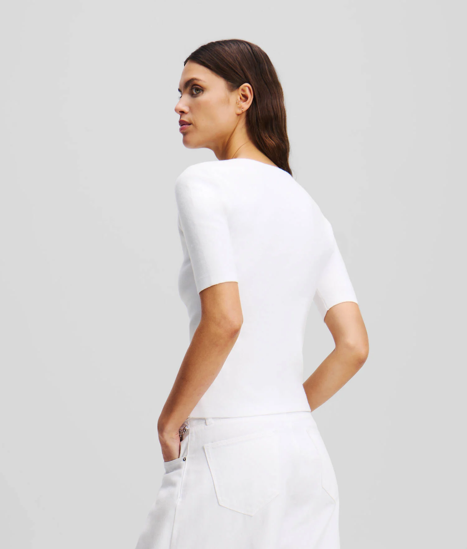 KARL SIGNATURE breloque KNIT TOP - Blanc