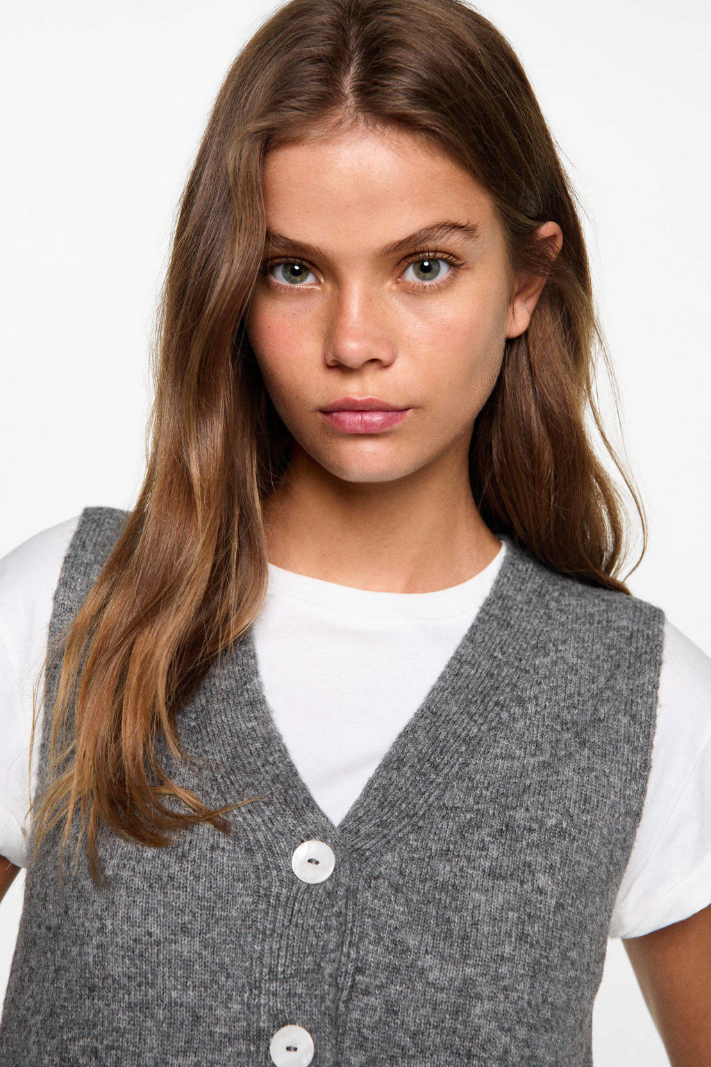 MANGO TEEN fijngebreid gilet grijs