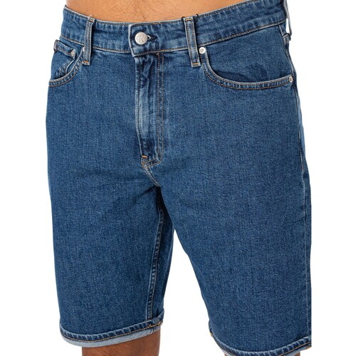 Calvin Klein Jeans - Pantalones Cortos De Mezclilla Regulares Azul
