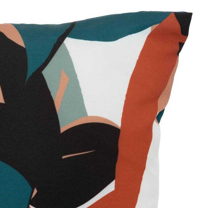 Coussin déco d'intérieur et d'extérieur DEYO motif Feuilles Bleu canard