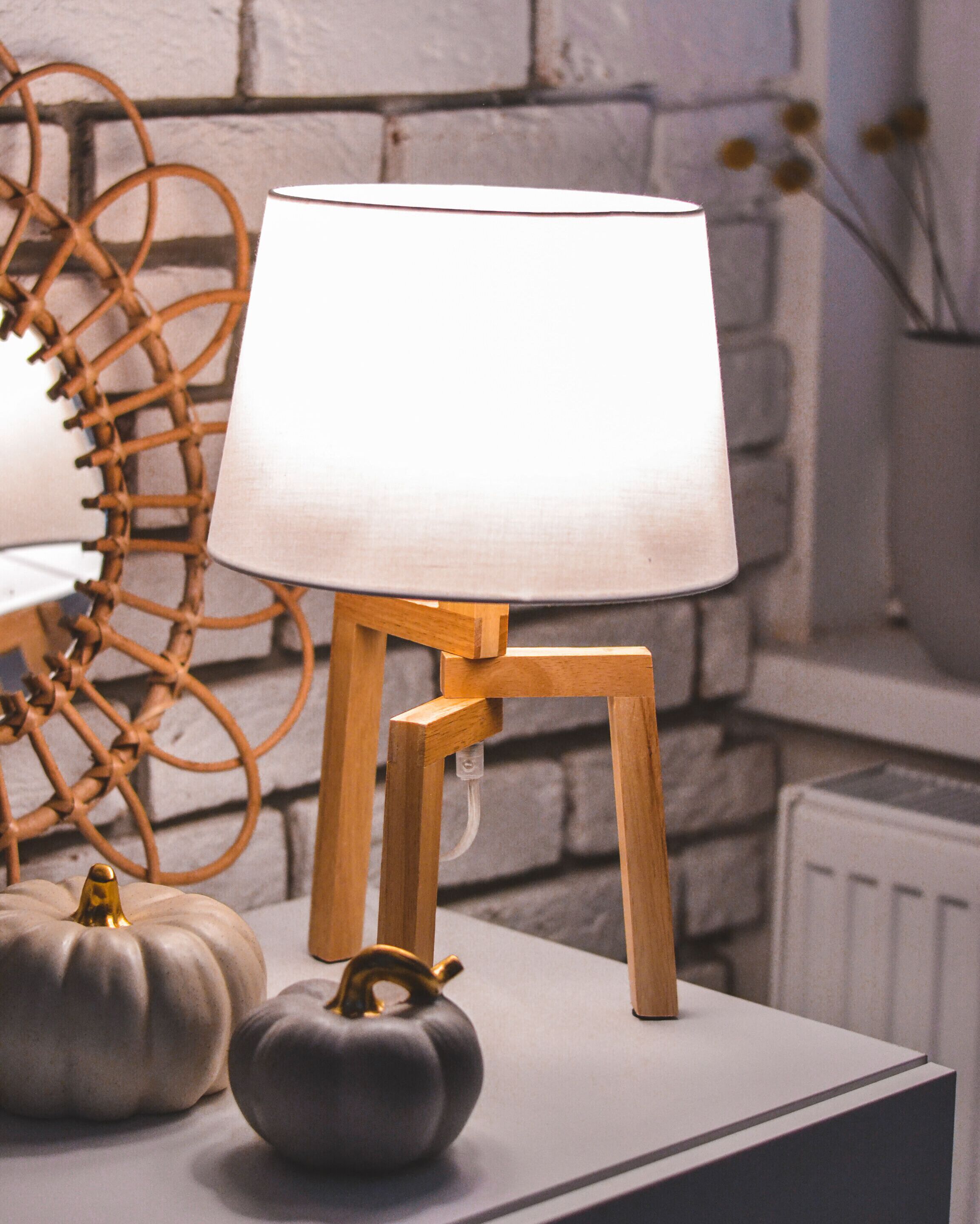 Tafellamp NALON Eikenhout Bruin/wit