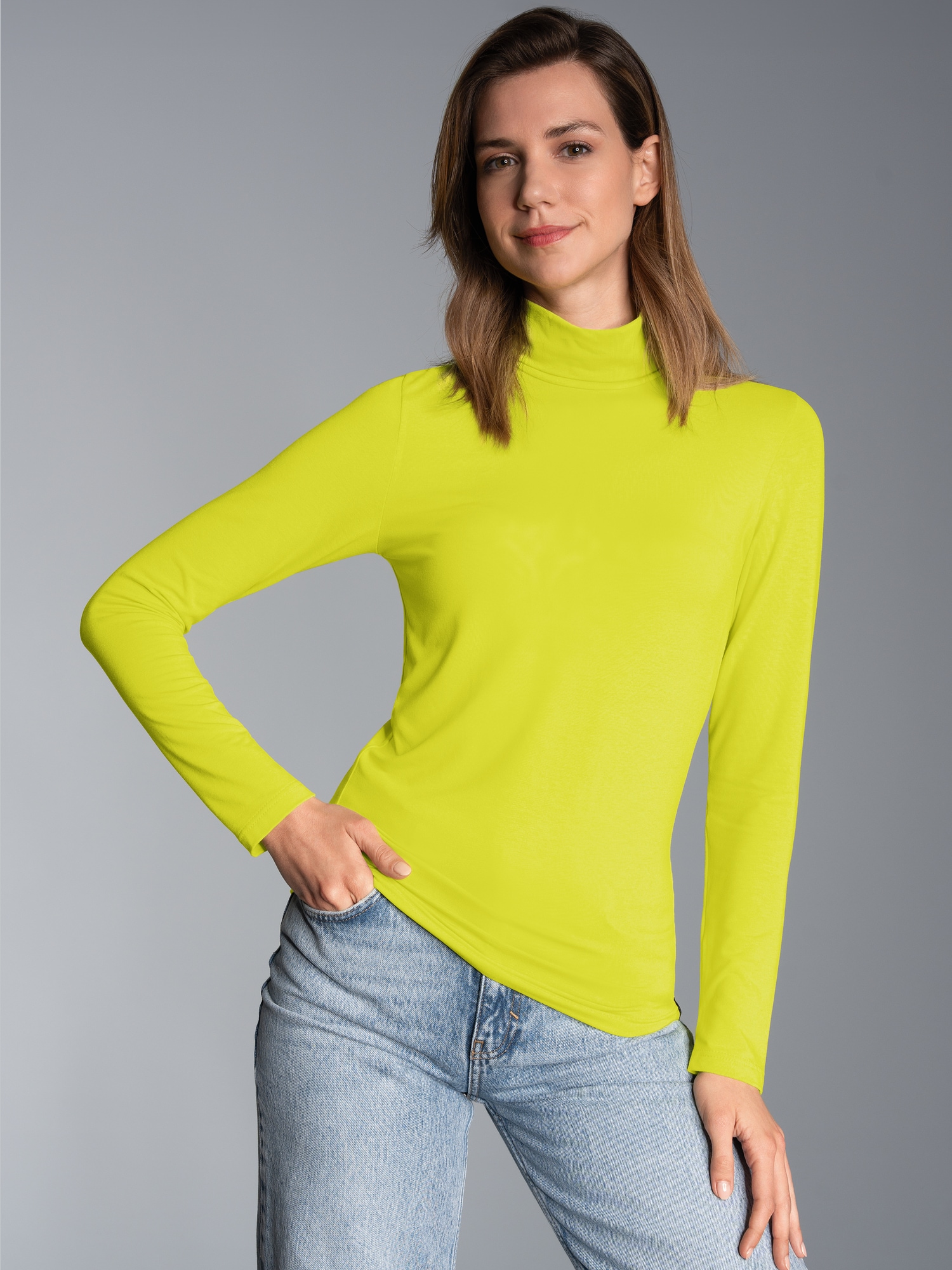 Rollkragen-Shirt aus elastischer Viskose Powergreen