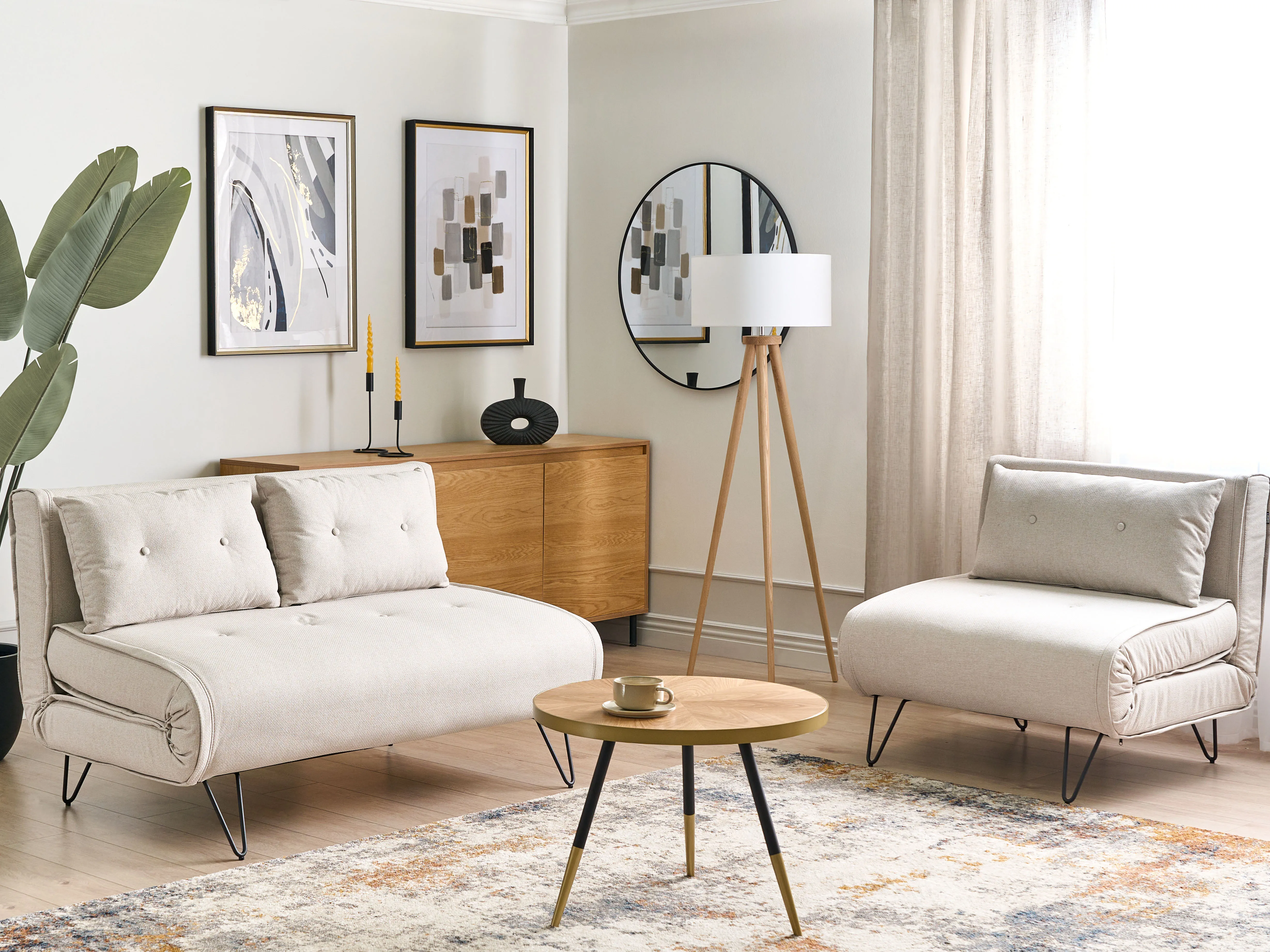Bankenset 3-zits VESTFOLD Stof Lichtbeige
