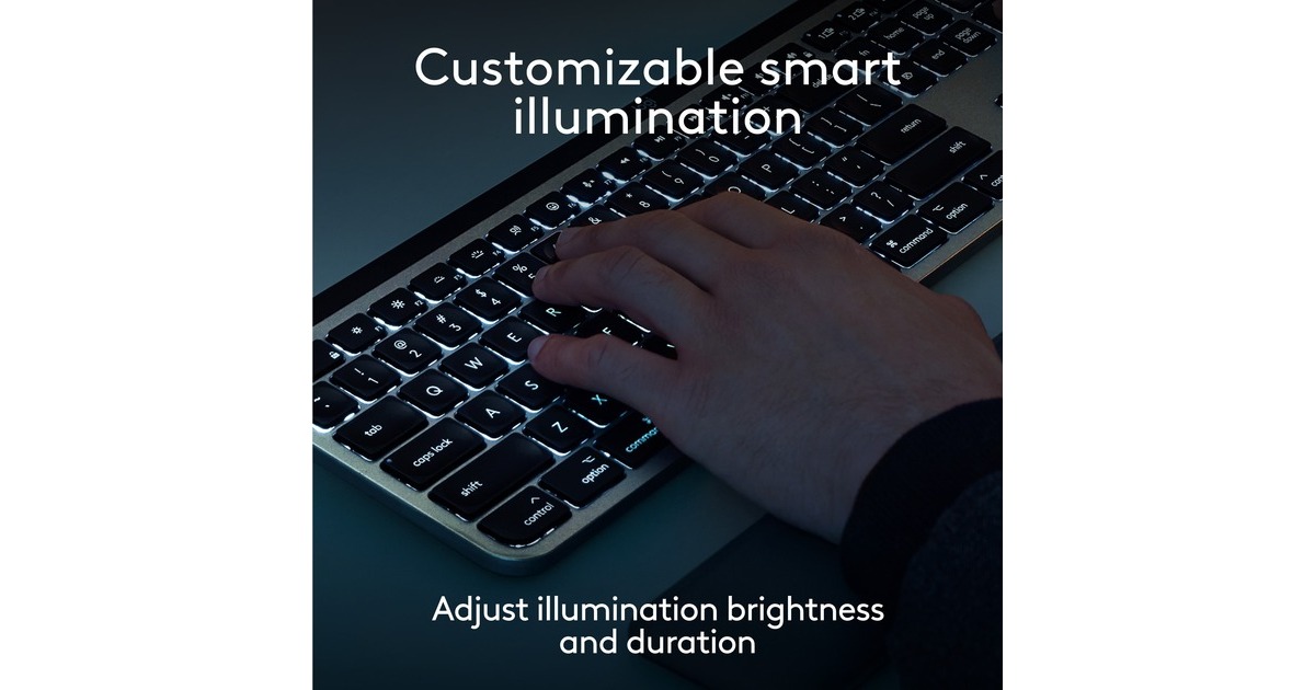 LogitechMX Keys S for Mac, toetsenbord  (Lichtgrijs, US-International, Bluetooth Low Energy)