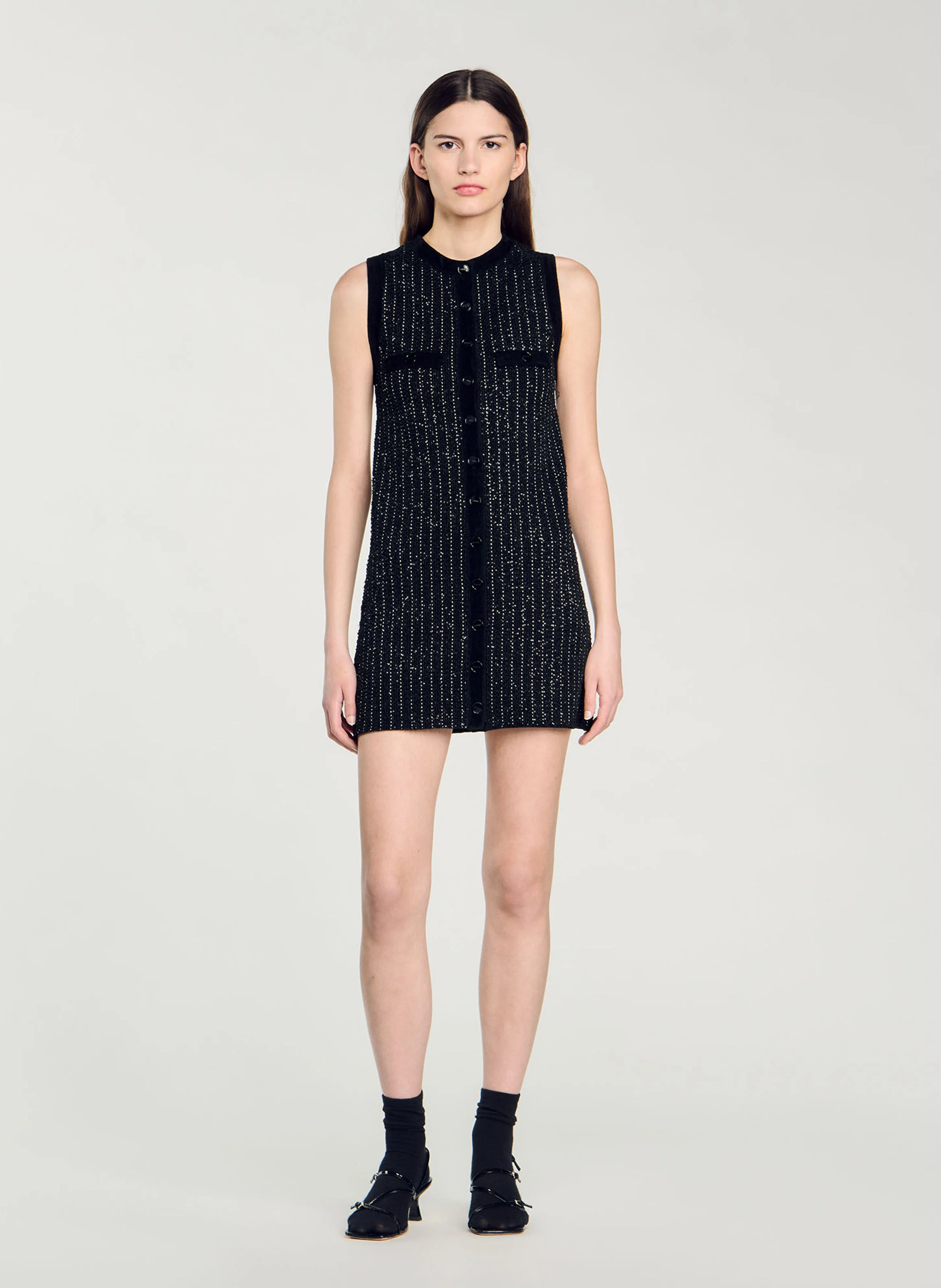 Robe courte col rond| Noir