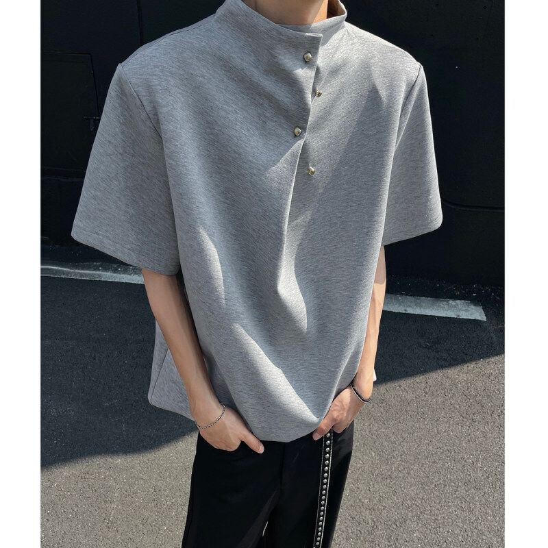 Freehop - T-shirt met korte mouwen en mockneck, effen