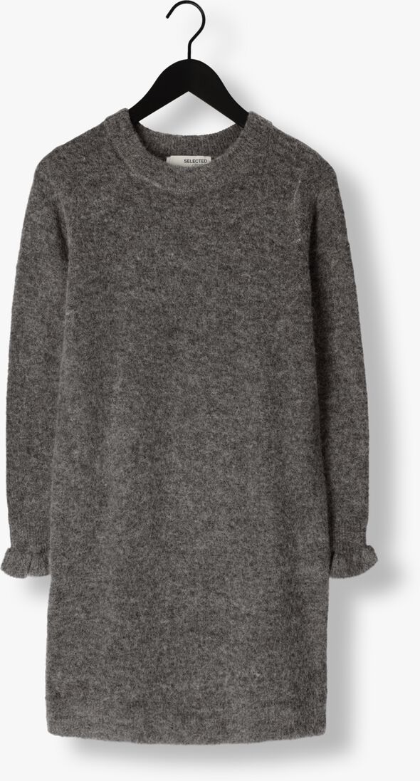 SELECTED FEMME grijze selected femme mini jurk slfsia ras frill ls knit dress