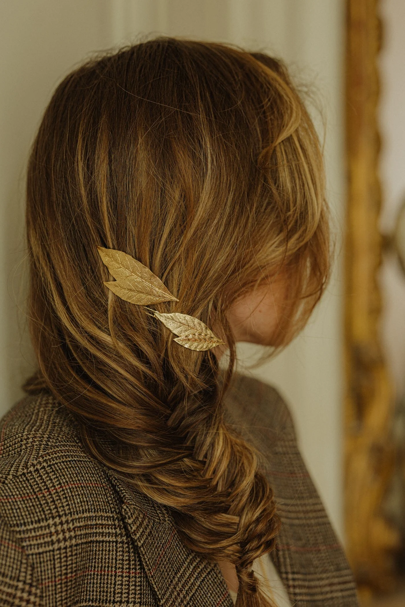THALIE - Barrette feuilles plaqué argent | Doré