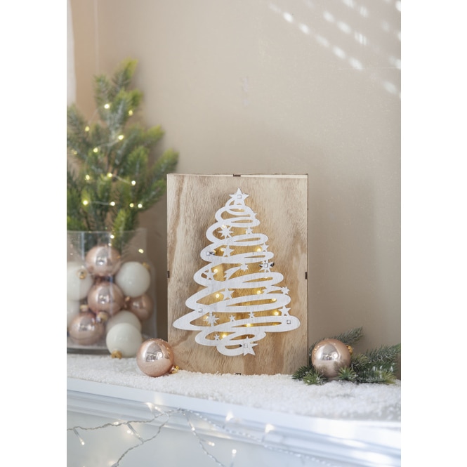 LED-Wanddeko - Baum - aus Holz - 21 x 6 x 30 cm
