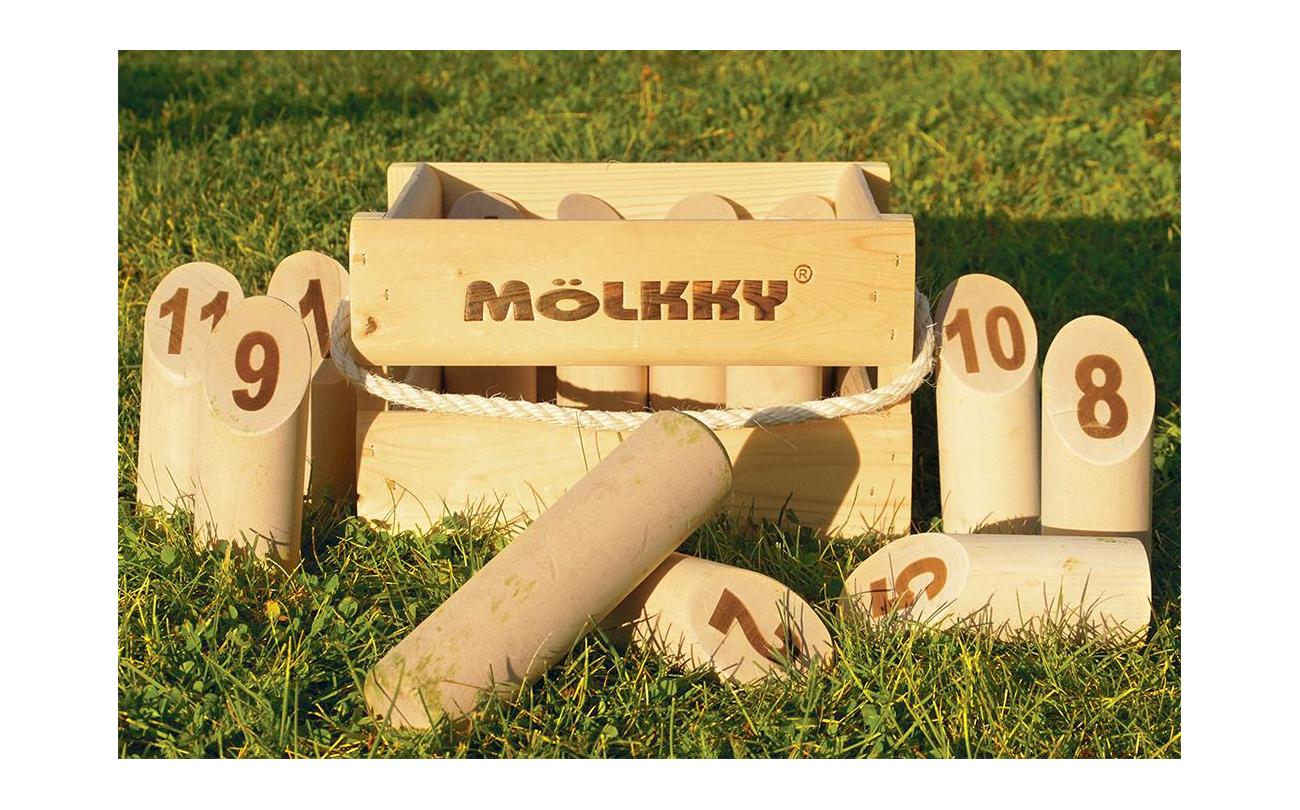 Molkky Original Vang- en werpspel houten krat